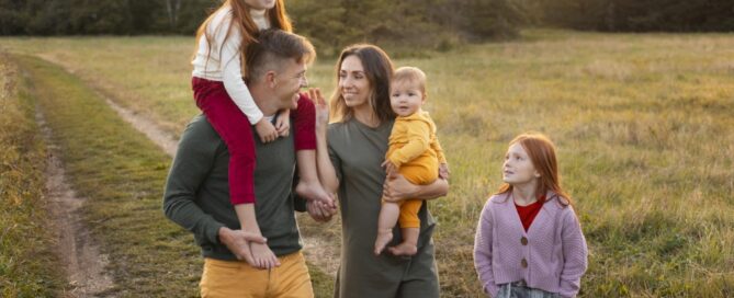 Family lifestyle outdoors autumn time